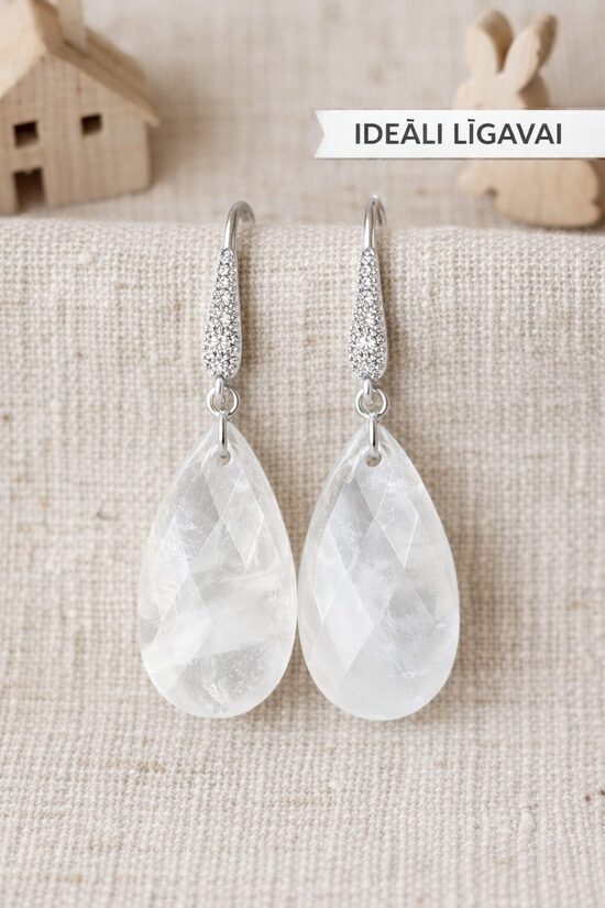 Dzidra kvarca piliena auskari